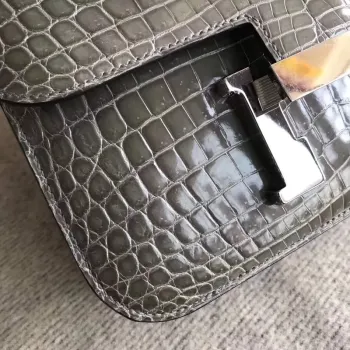Hermes Constance 24cm Šedý Niloticus Krokodýl