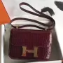 Hermes Constance 24cm Bourgogne Niloticus Krokodýl