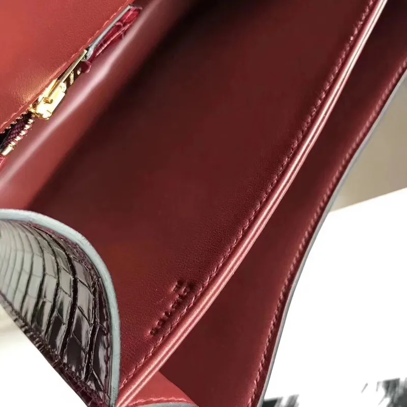 Hermes Constance 24cm Bourgogne Niloticus Krokodýl