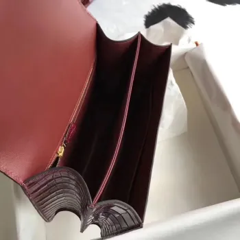 Hermes Constance 24cm Bourgogne Niloticus Krokodýl