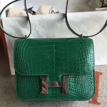 Hermes Constance 24cm Zelený Niloticus Krokodýl