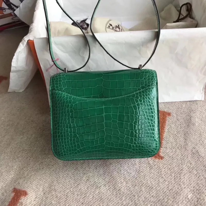 Hermes Constance 24cm Zelený Niloticus Krokodýl