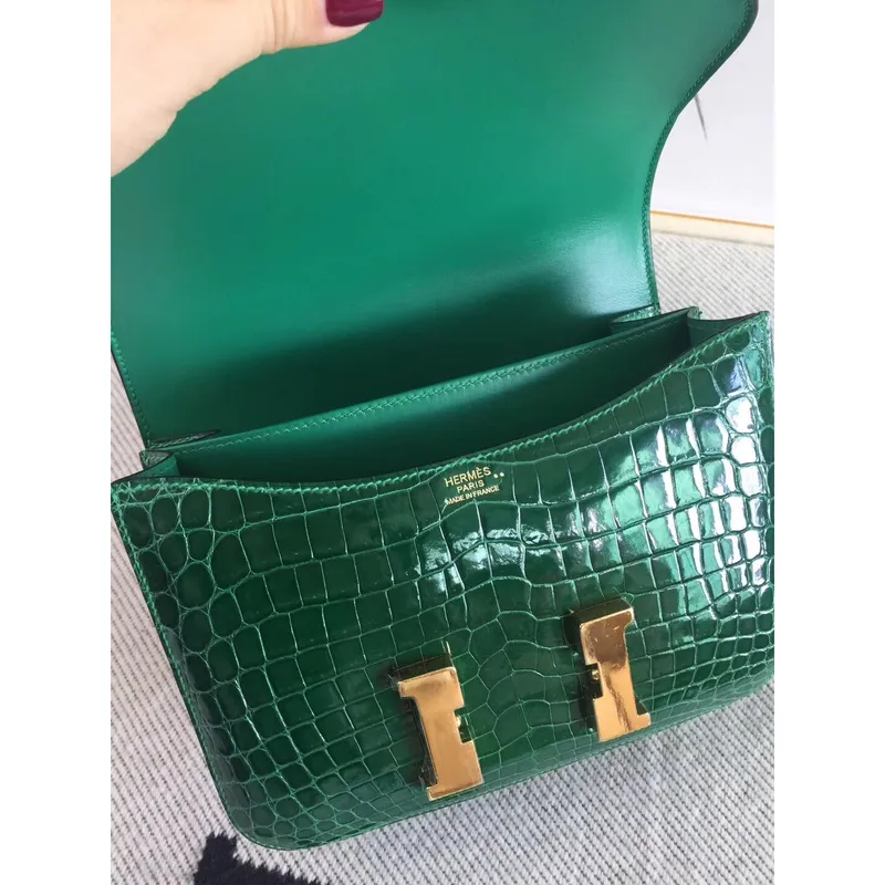 Hermes Constance 24cm Zelený Niloticus Krokodýl