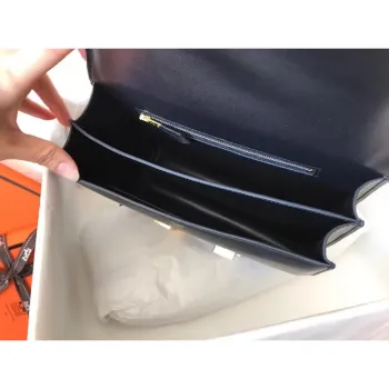 Hermes Swift Constance 24cm Černá Ručně Vyrobená Taška