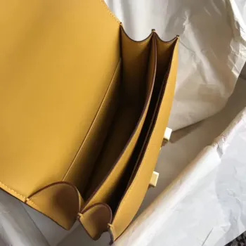 Hermes Epsom Constance 24cm Jaune Ručně vyrobená taška