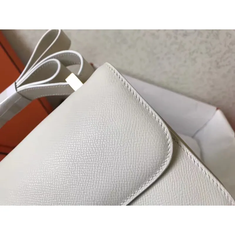 Hermes Epsom Constance 24cm Bílá Ručně Vyrobená Taška
