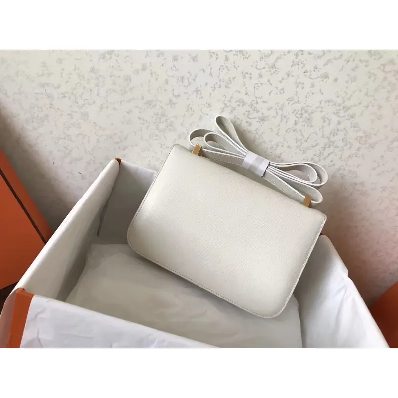 Hermes Epsom Constance 24cm Bílá Ručně Vyrobená Taška