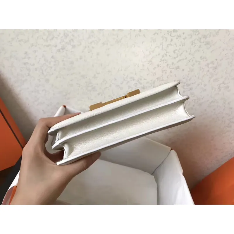 Hermes Epsom Constance 24cm Bílá Ručně Vyrobená Taška