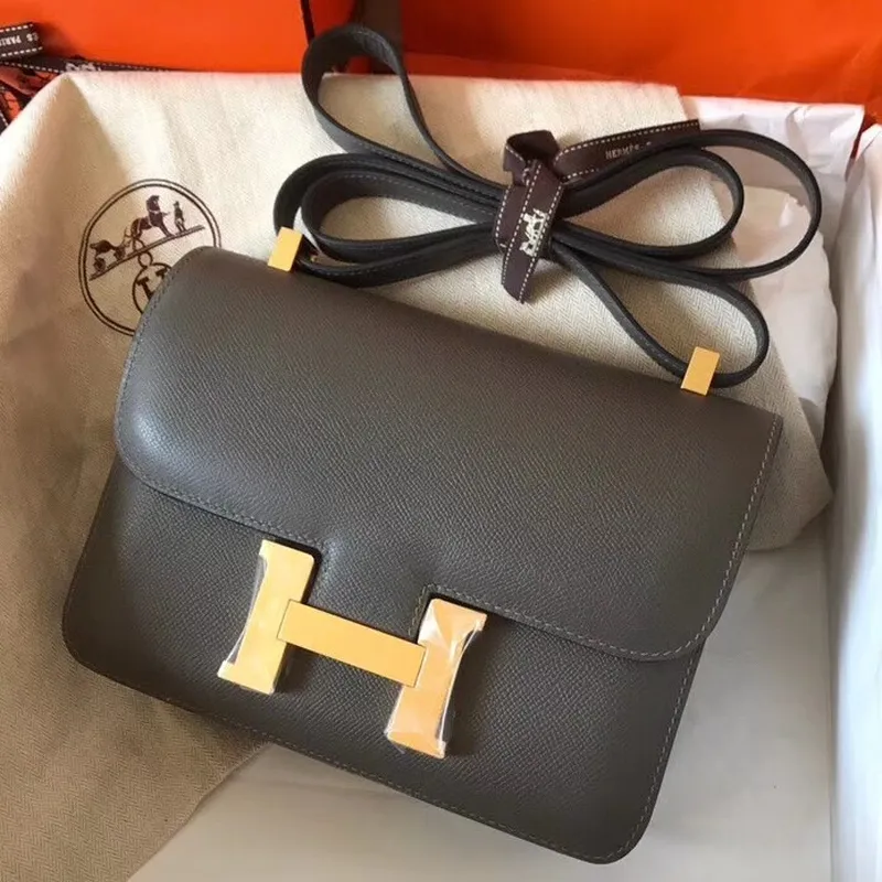 Hermes Epsom Constance 24cm Ardoise Ručně vyrobená taška