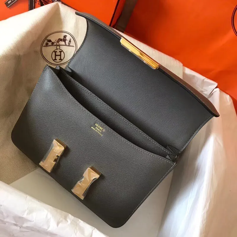 Hermes Epsom Constance 24cm Ardoise Ručně vyrobená taška
