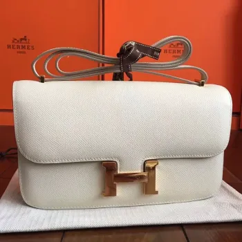 Hermès Bílá Epsom Constance Elan 25cm Taška