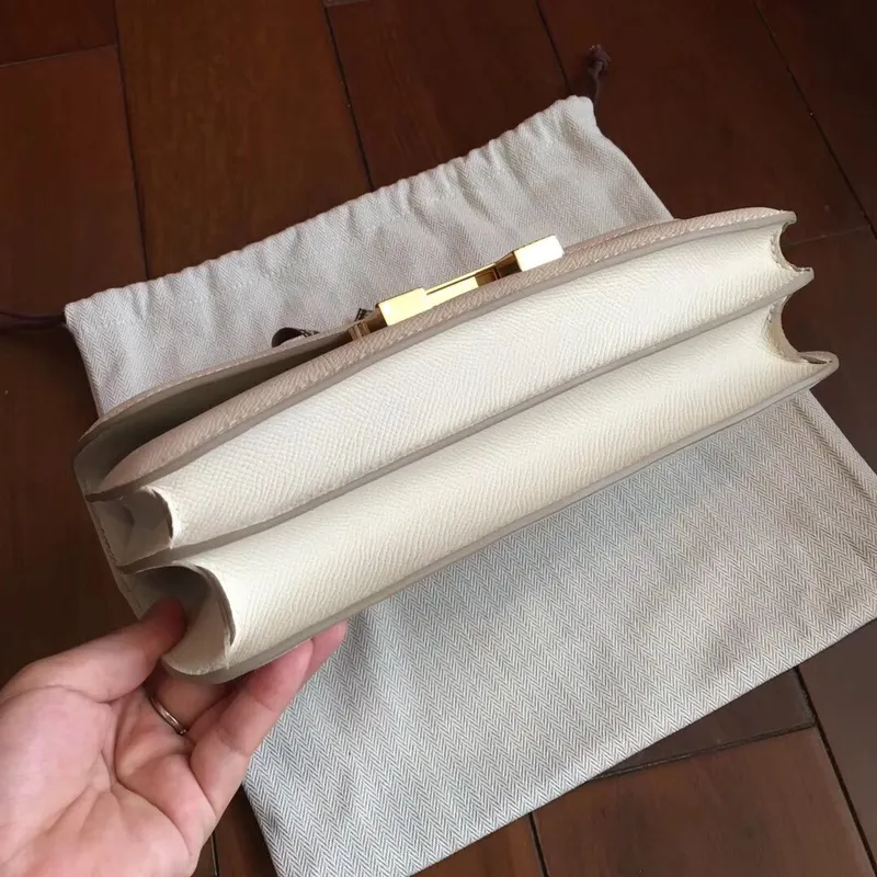 Hermès Bílá Epsom Constance Elan 25cm Taška