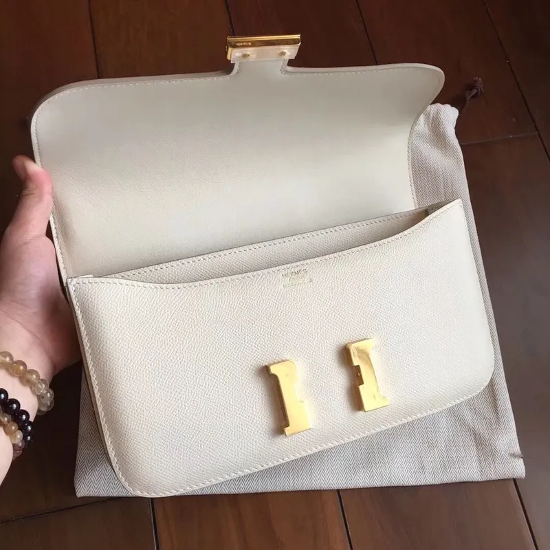 Hermès Bílá Epsom Constance Elan 25cm Taška
