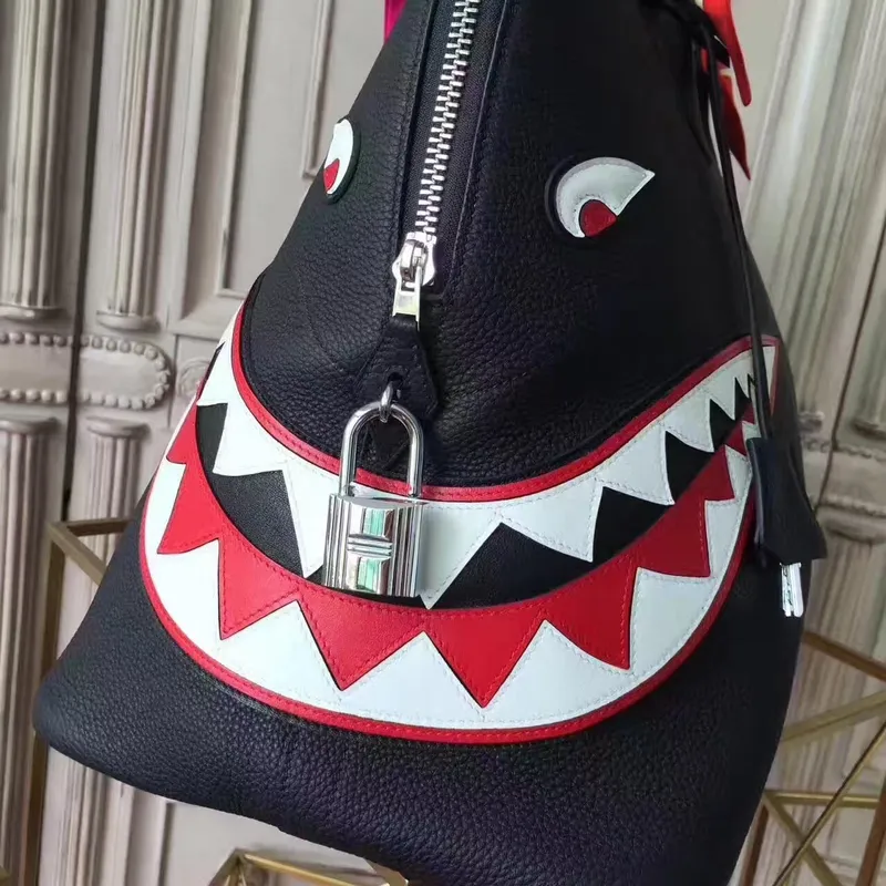 Taška Hermes Shark Bolide 45 cm v černé telecí kůži