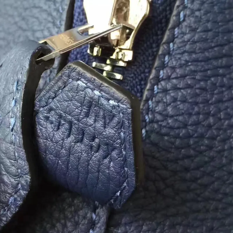 Hermes Shark Bolide 45cm Taška v modré telecí kůži