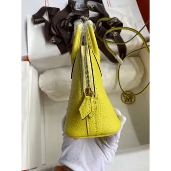 Hermes Bolide 1923 Mini Ručně Vyrobená Taška V Limetkovém Chevre Mysore Kůži