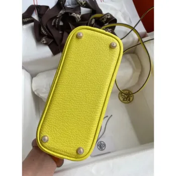 Hermes Bolide 1923 Mini Ručně Vyrobená Taška V Limetkovém Chevre Mysore Kůži