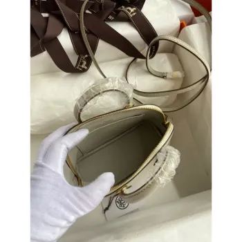 Hermes Bolide 1923 Mini Ručně Vyrobená Taška V Perlově Šedé Kůži Chevre Mysore