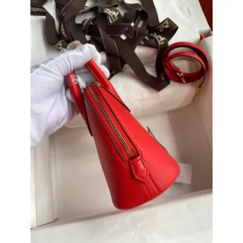 Hermes Bolide 1923 Mini Ručně Vyrobená Taška V Červené Kůži Chevre Mysore