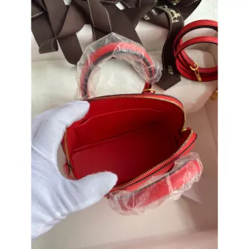 Hermes Bolide 1923 Mini Ručně Vyrobená Taška V Červené Kůži Chevre Mysore