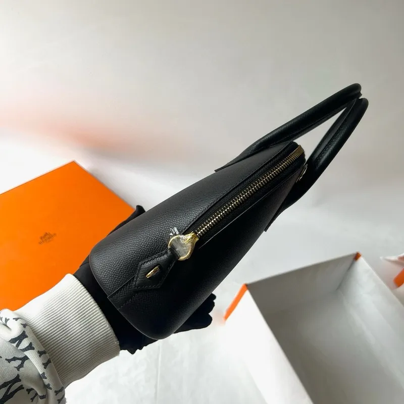 Hermes Bolide 1923 25 Ručně vyráběná taška z černé Epsom telecí kůže