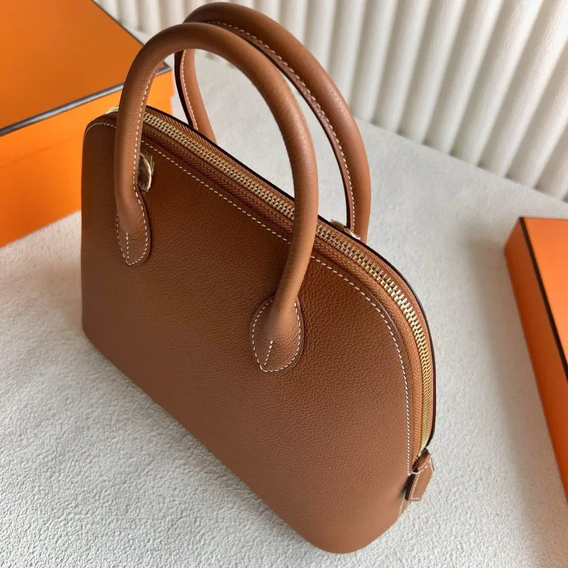 Hermes Bolide 1923 25 Ručně vyráběná taška z zlaté Evercolor telecí kůže