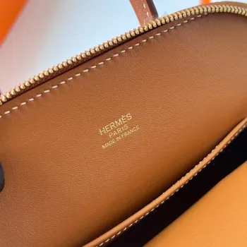 Hermes Bolide 1923 Mini Ručně Vyrobená Taška V Zlaté Evercolor Telecí Kůži