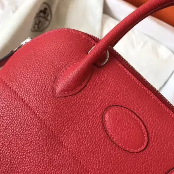 Hermès Červená Clemence Bolide 27cm Ručně vyráběná taška
