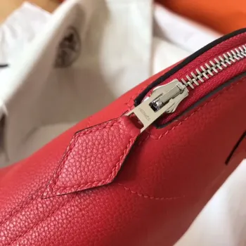 Hermès Červená Clemence Bolide 27cm Ručně vyráběná taška