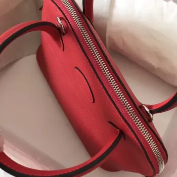 Hermès Červená Clemence Bolide 27cm Ručně vyráběná taška