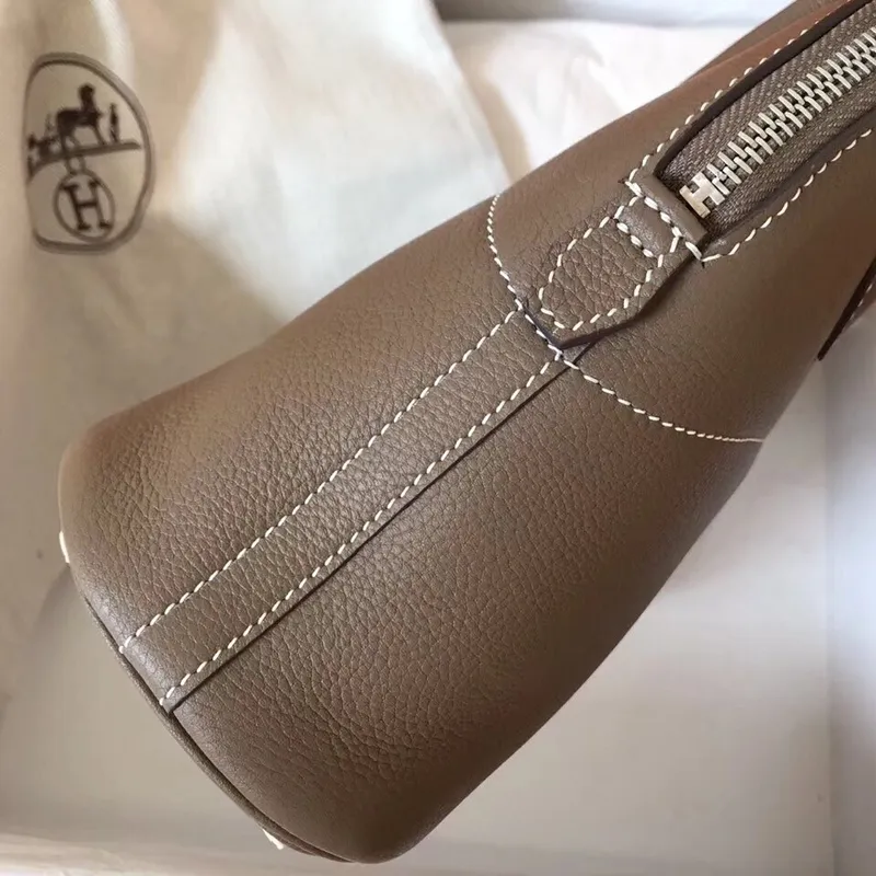 Hermes Taupe Clemence Bolide 27cm Ručně vyráběná taška