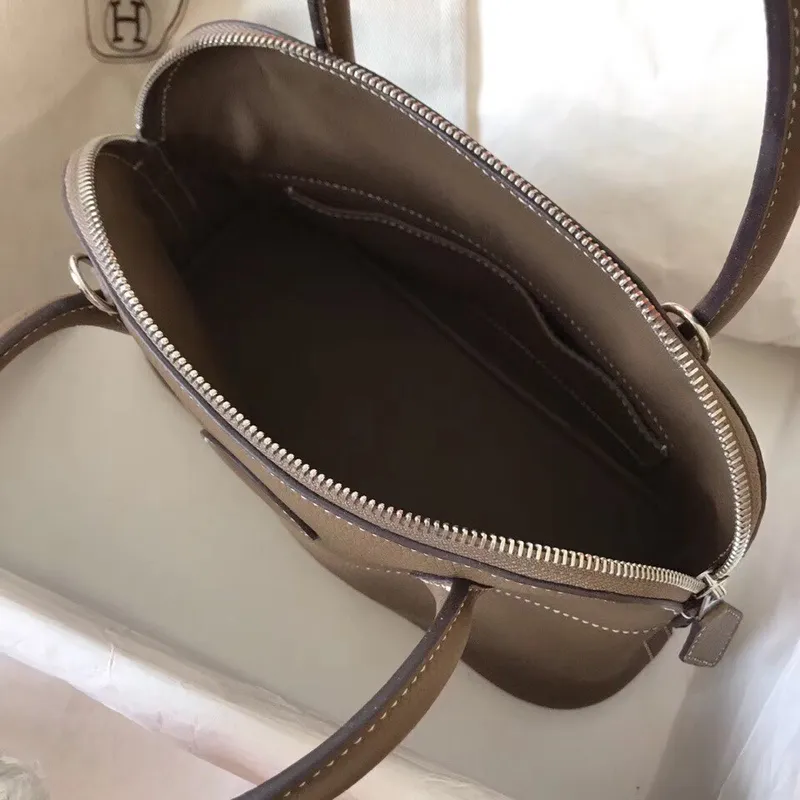 Hermes Taupe Clemence Bolide 27cm Ručně vyráběná taška