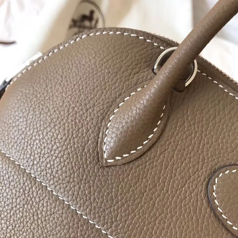 Hermes Taupe Clemence Bolide 27cm Ručně vyráběná taška
