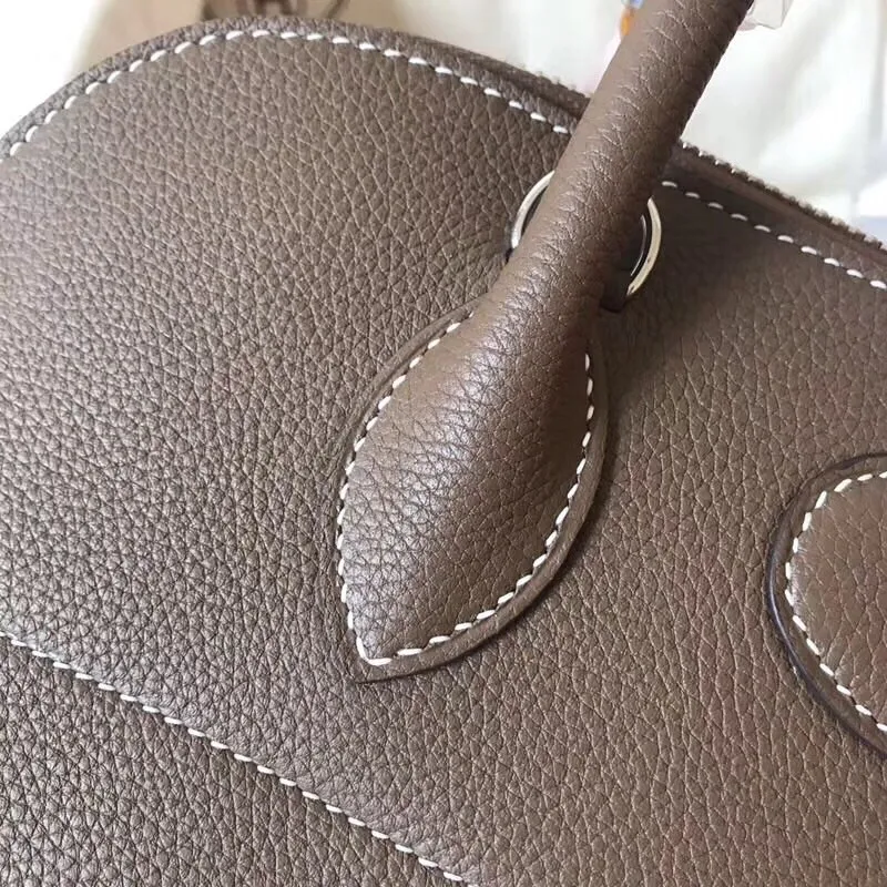 Hermes Taupe Clemence Bolide 31cm Ručně vyráběná taška