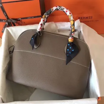 Hermes Taupe Clemence Bolide 31cm Ručně vyráběná taška