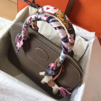 Hermes Taupe Clemence Bolide 31cm Ručně vyráběná taška