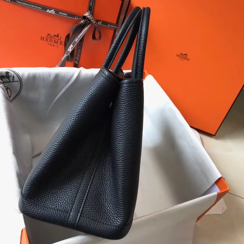 Hermes Black Clemence Garden Party 30cm Ručně vyráběná taška