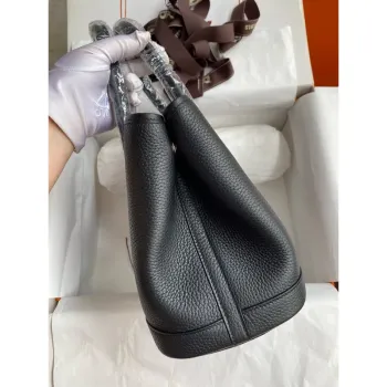 Hermes Garden Party 30 Ručně vyráběná taška v černé kůži Clemence