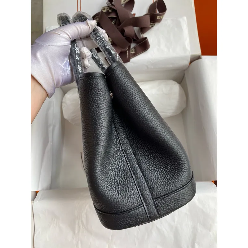 Hermes Garden Party 30 Ručně vyráběná taška v černé kůži Clemence