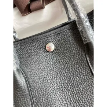 Hermes Garden Party 30 Ručně vyráběná taška v černé kůži Clemence