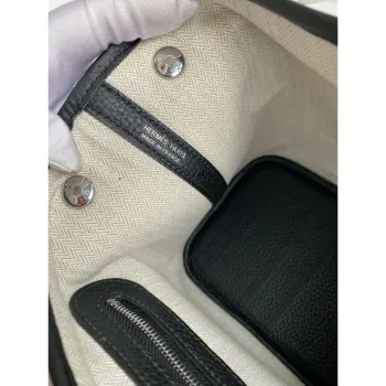 Hermes Garden Party 30 Ručně vyráběná taška v černé kůži Clemence