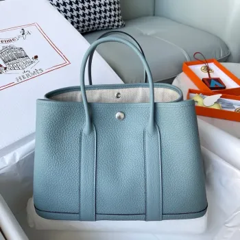 Hermes Garden Party 30 Ručně vyráběná taška z kůže Ciel Negonda