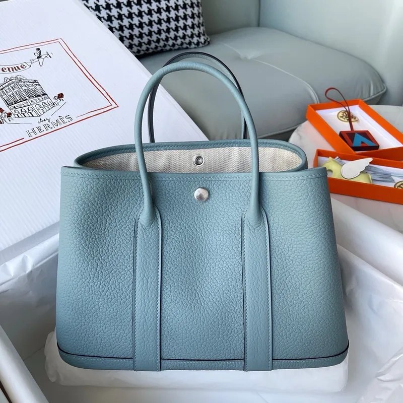 Hermes Garden Party 30 Ručně vyráběná taška z kůže Ciel Negonda