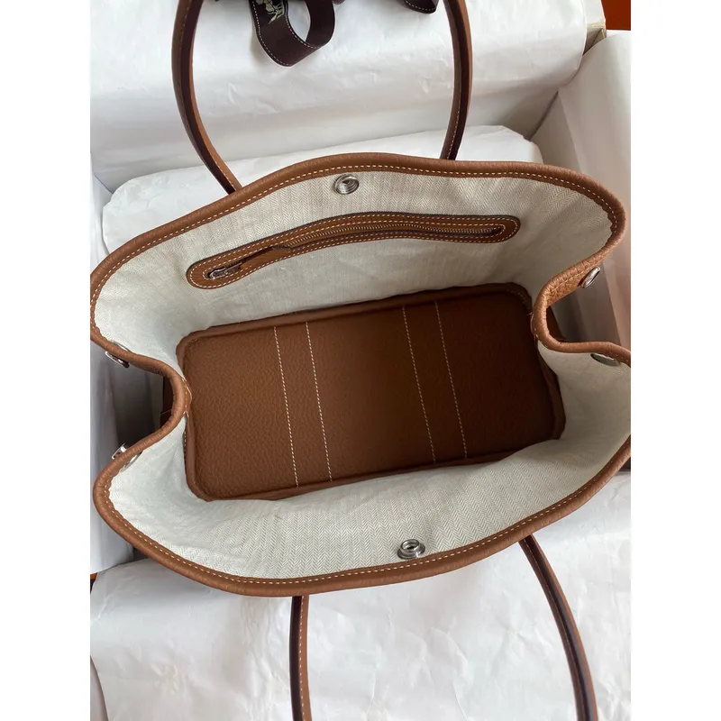 Hermes Garden Party 30 Ručně vyráběná taška z zlaté Negonda kůže