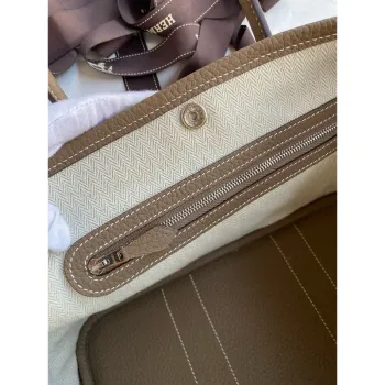 Hermes Garden Party 30 Ručně vyráběná taška v kůži Negonda v barvě taupe