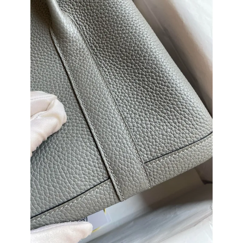 Hermes Garden Party 30 Ručně vyrobená taška v kůži Gris Meyer Clemence