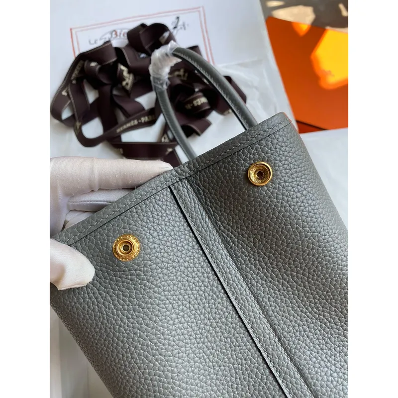 Hermes Garden Party 30 Ručně vyrobená taška v kůži Gris Meyer Clemence