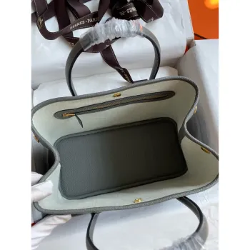 Hermes Garden Party 30 Ručně vyrobená taška v kůži Gris Meyer Clemence