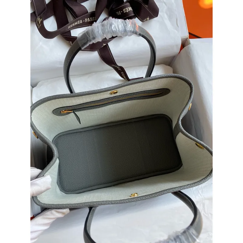 Hermes Garden Party 30 Ručně vyrobená taška v kůži Gris Meyer Clemence