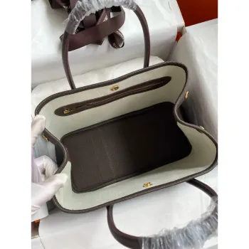 Hermes Garden Party 30 Ručně vyráběná taška v kůži Ebene Clemence